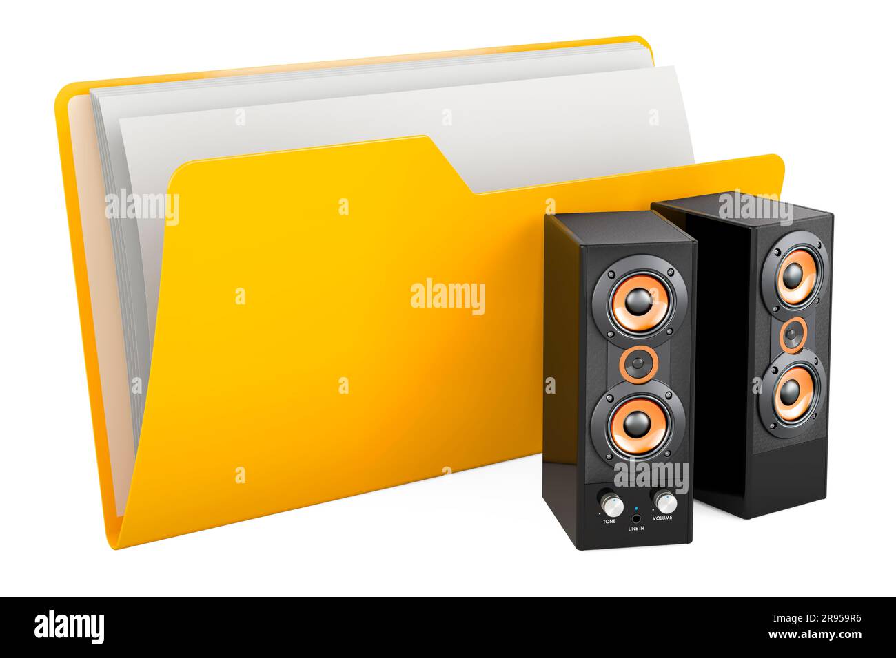 altavoces para ordenador con diseño amarillo y negro sobre fondo blanco  aislado Fotografía de stock - Alamy