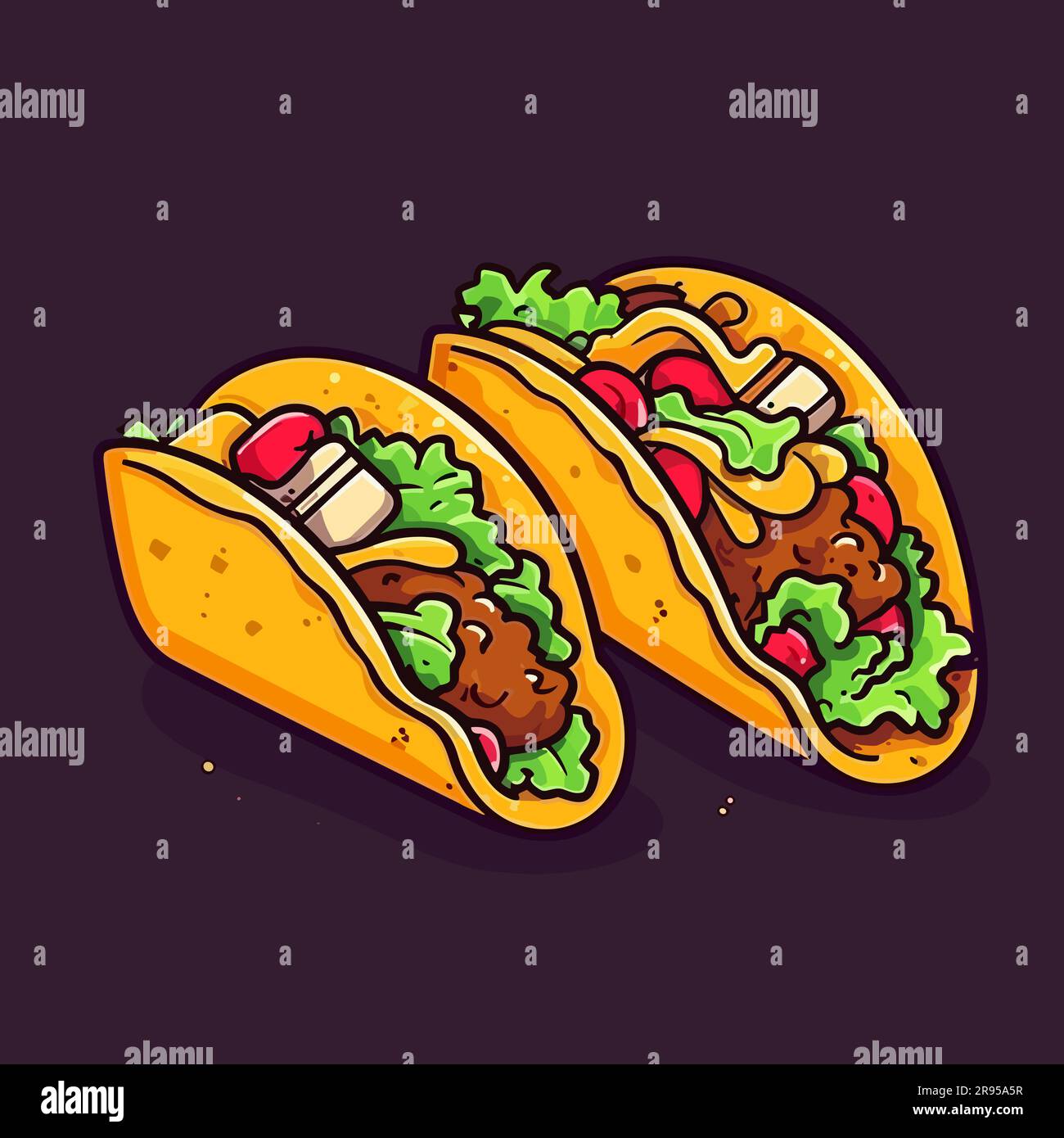 Taco mexicano. Tacos ilustración dibujada a mano. Vector doodle estilo