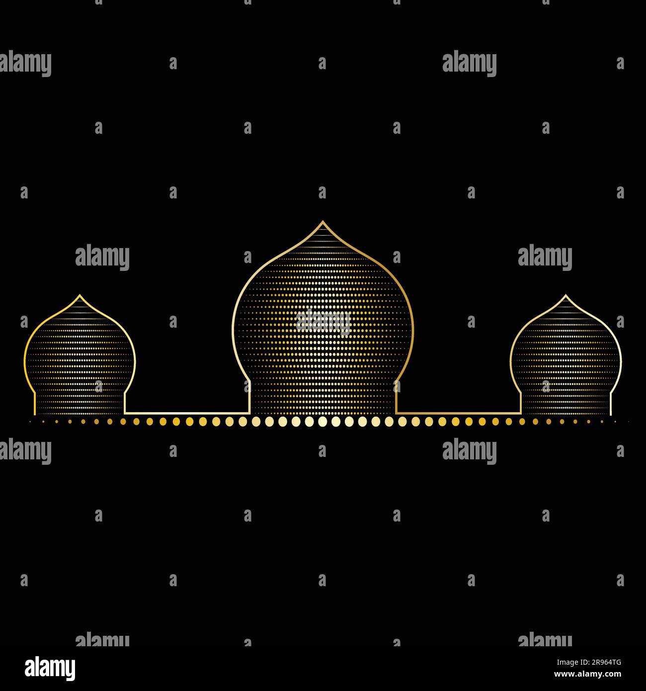 Hermosa cúpula islámica en el gradiente dorado Masjid Palace House Oficina Edificio de adoración Ilustración del Vector