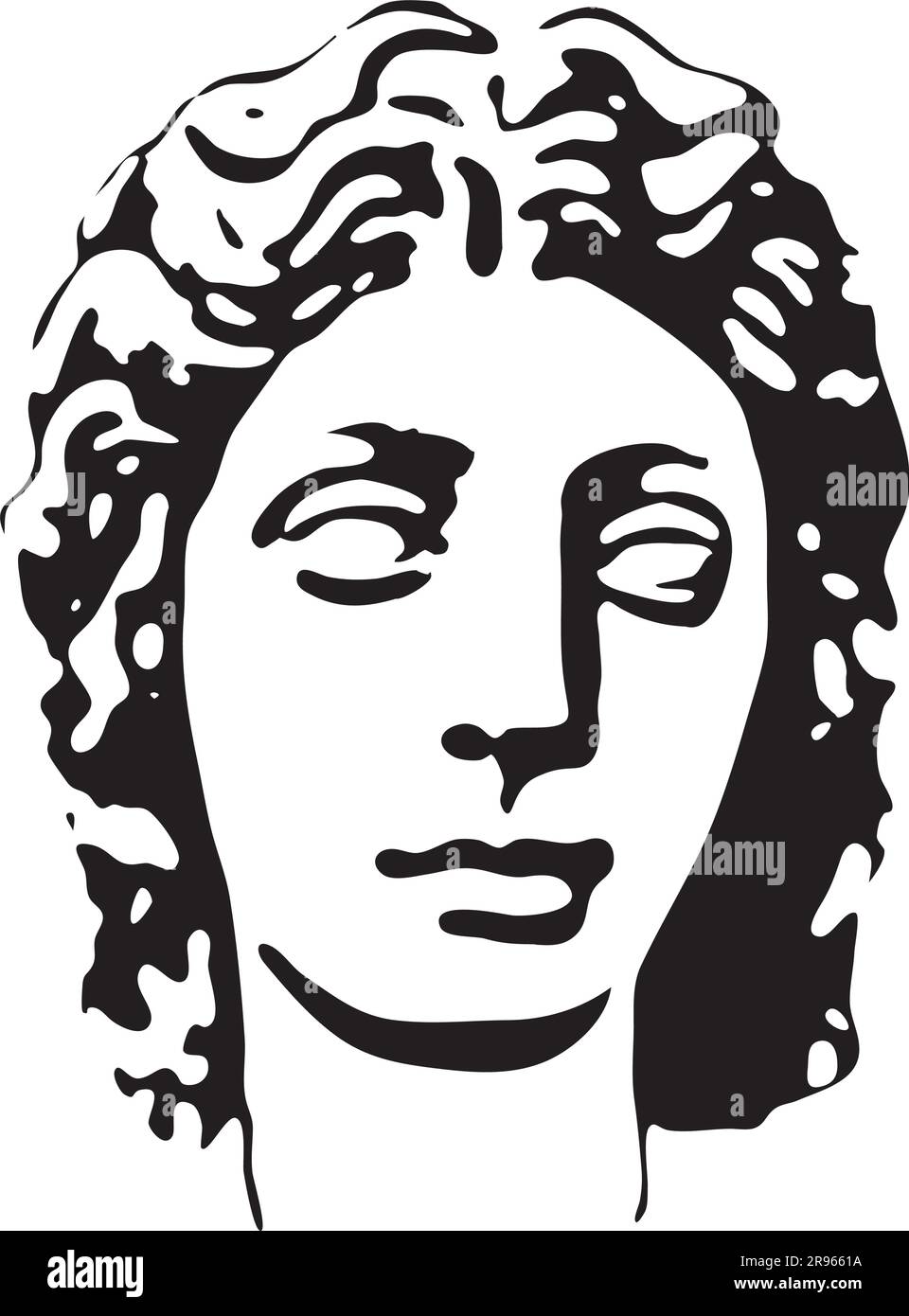 La Serenidad cautivadora de una Escultura Angélica Romana - Cara de mujer de estilo romano Ilustración del Vector