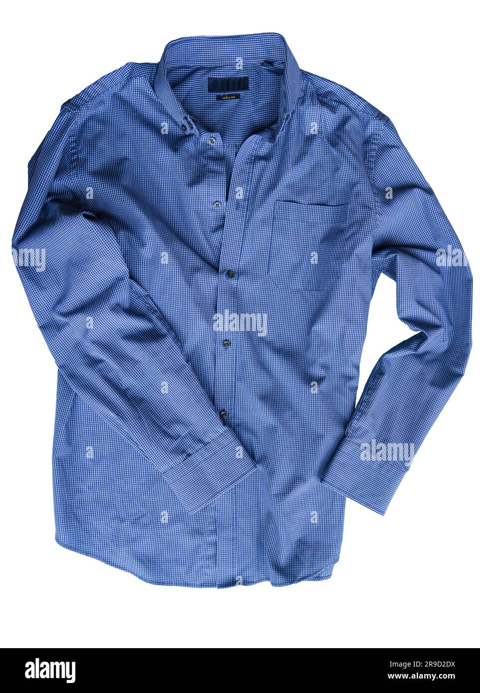 una camisa azul aislada sobre un fondo transparente Foto de stock