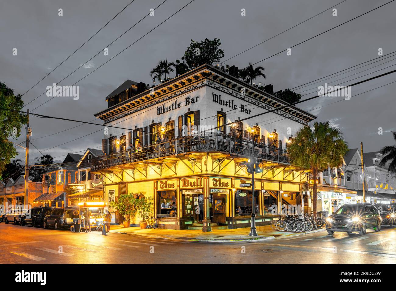 Duval Street, arquitectura típica famosa Key West, Florida, EE.UU Foto de stock