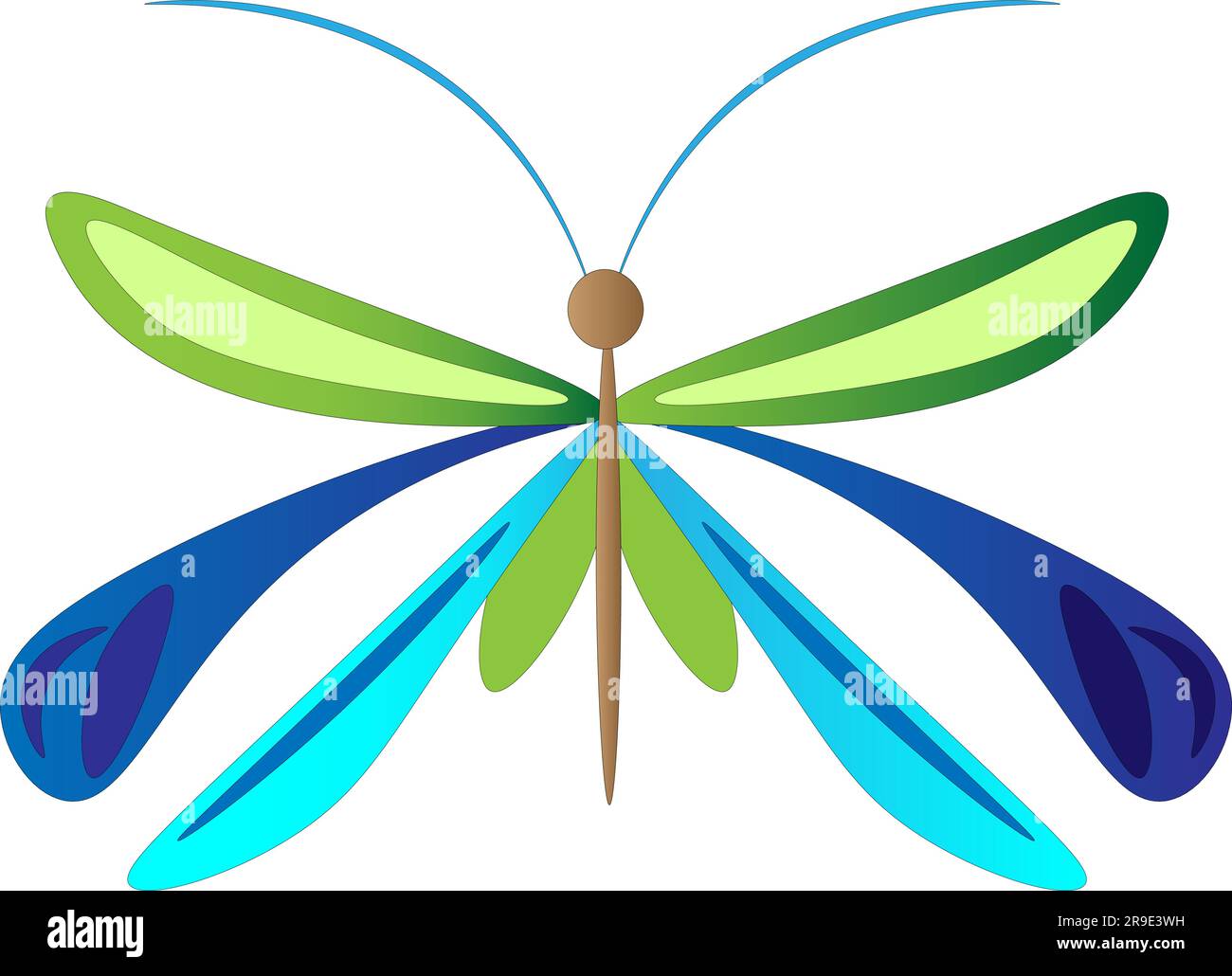 Brillante hermosa libélula, dibujo de los niños. Ilustración vectorial Ilustración del Vector