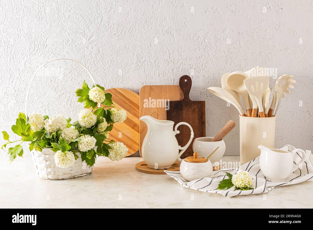 1 Pieza De Utensilios De Cocina De Flores Blancas De Casa Vintage, Esta  Cocina Ofrece Lienzo