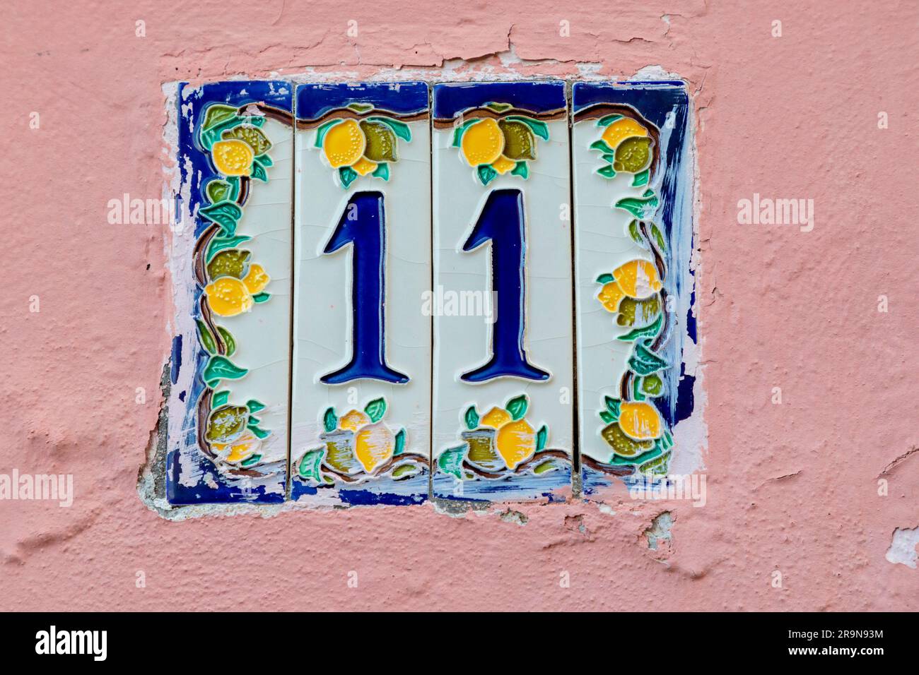 Número de casa, Procida, Campania, Italia, Sudoeste de Europa Foto de stock