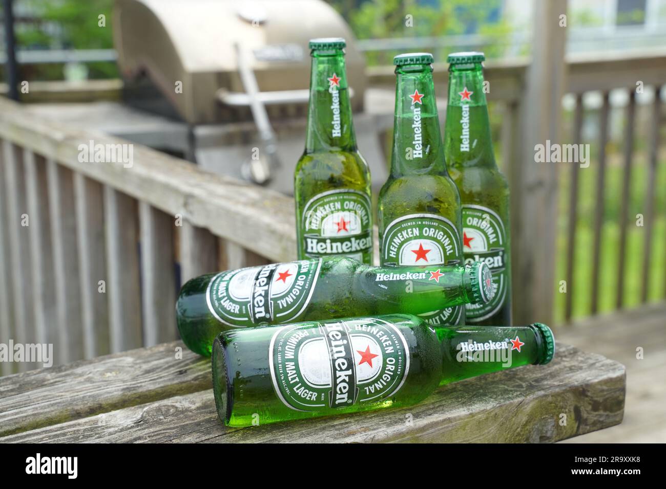 Rockford, IL 27 june2023Heineken, cerveza. Una botella de cerveza