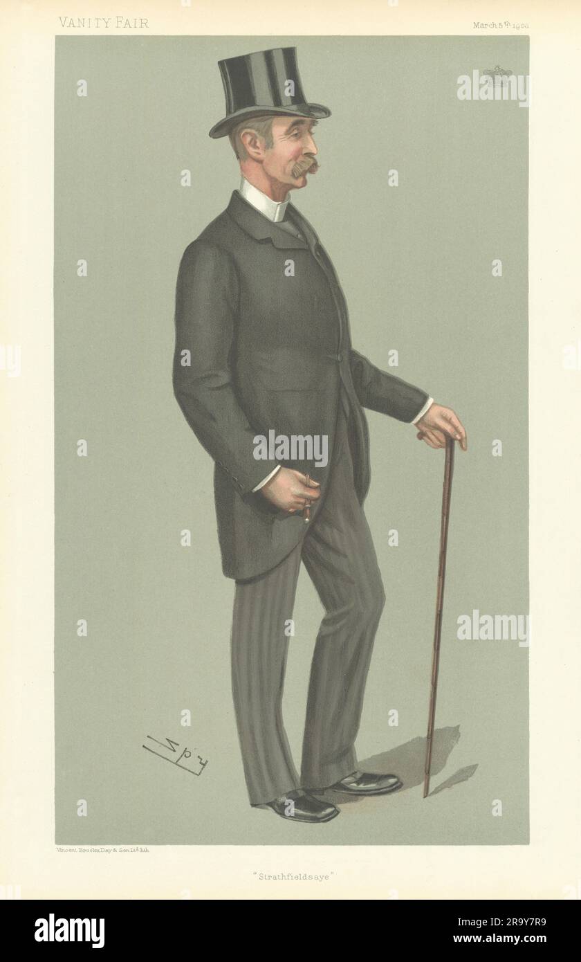 VANITY FAIR SPY CARICATURA Arthur Wellesley Duke de Wellington Stratfield Saye 1903 Foto de stock