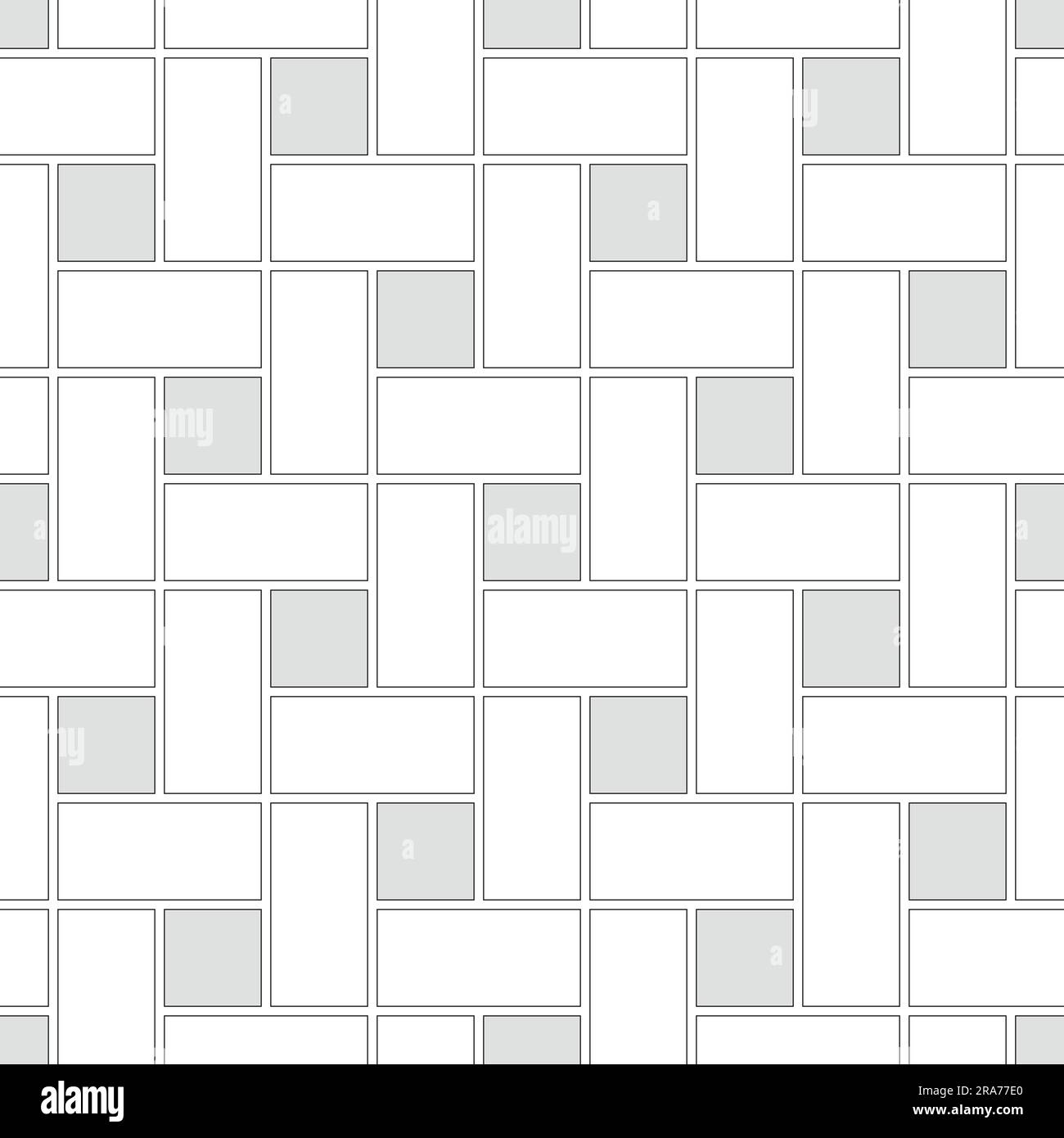 Patrón sin costuras de losas de pavimentación en forma de cuadrados y rectángulos. Papel pintado sencillo con estampado geométrico. Fondo vectorial monocromo. Ilustración del Vector