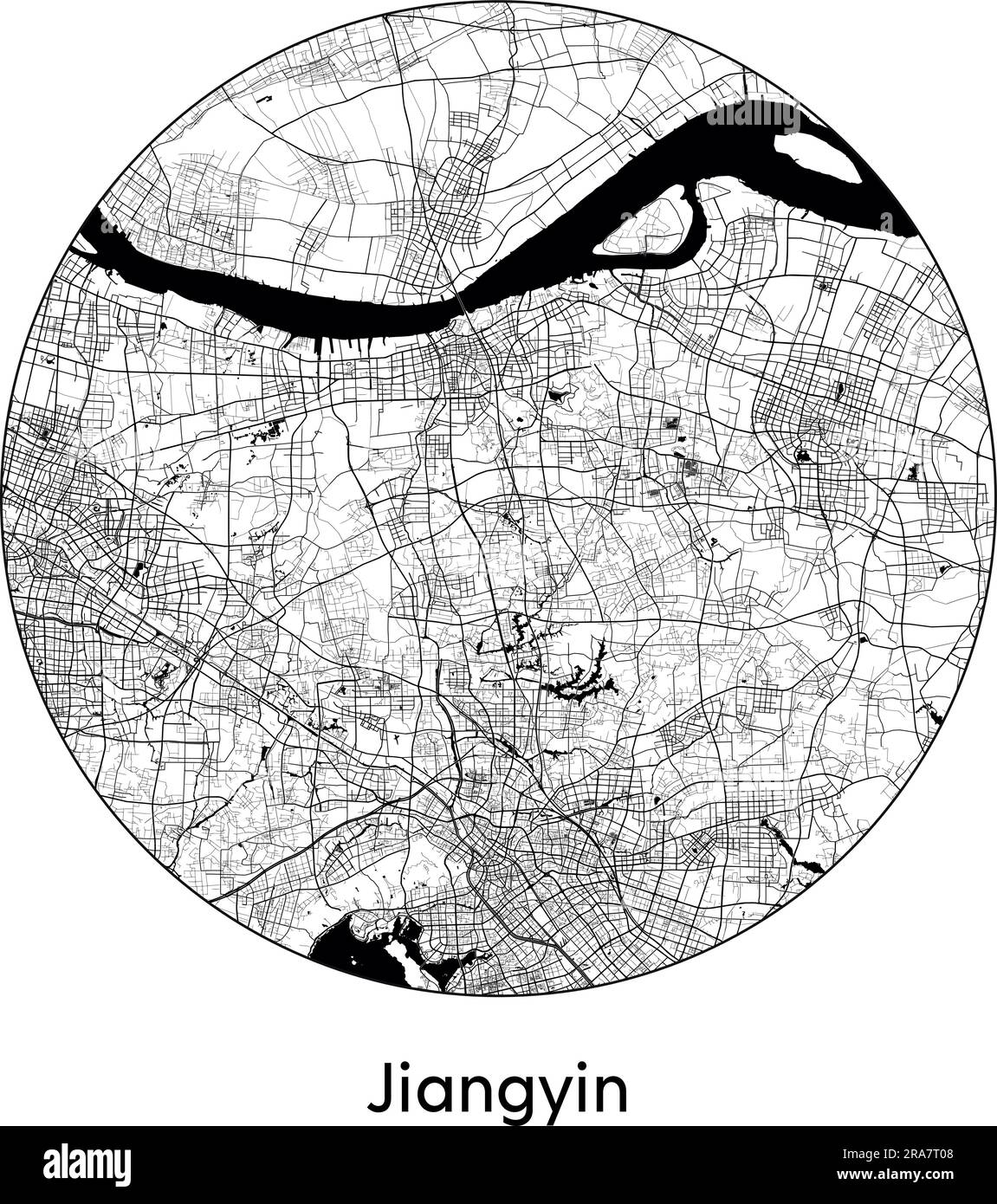 Mapa de la ciudad Jiangyin China Asia ilustración vectorial blanco ...