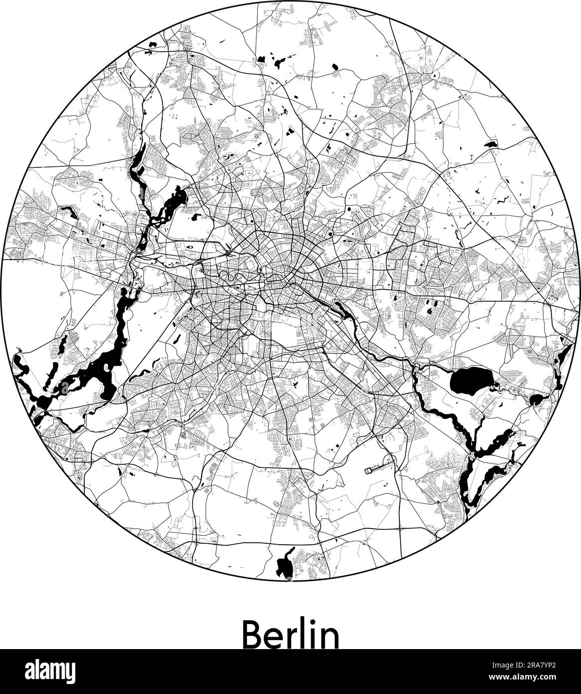 Mapa de la ciudad Berlín Alemania Europa ilustración vectorial blanco negro Ilustración del Vector
