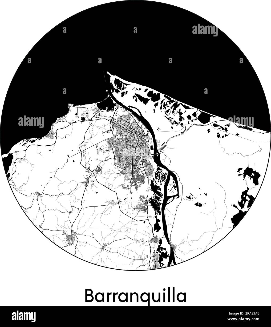 Mapa de la ciudad Barranquilla Colombia América del Sur ilustración