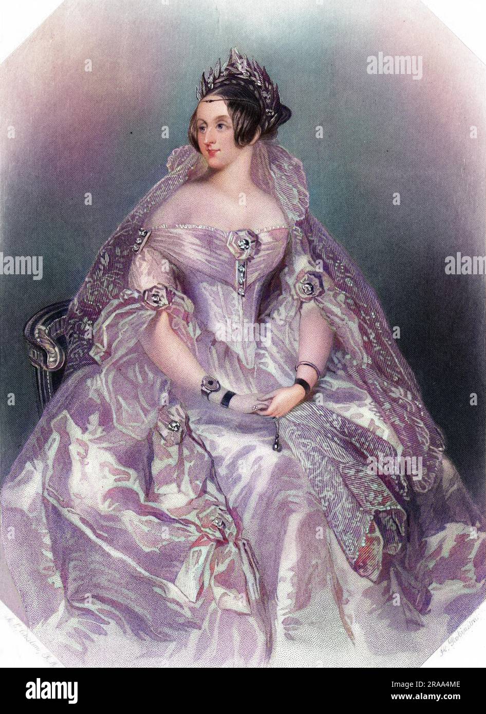 HARRIET ELIZABETH GEORGIANA, duquesa de SUTHERLAND esposa de George, segundo duque en vestido de noche Fecha: 1806 - 1868 Foto de stock