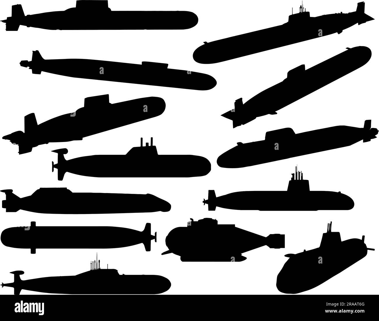 Conjunto de Silueta Submarina Ilustración del Vector