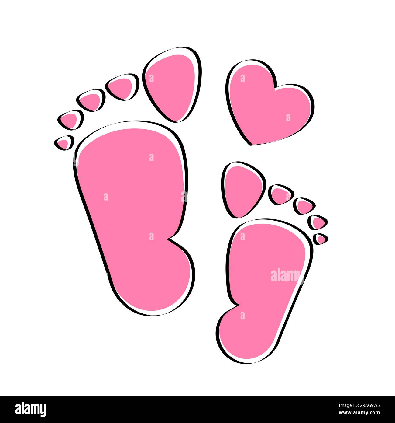 Corazón rosa con huellas de bebé y la inscripción es una niña