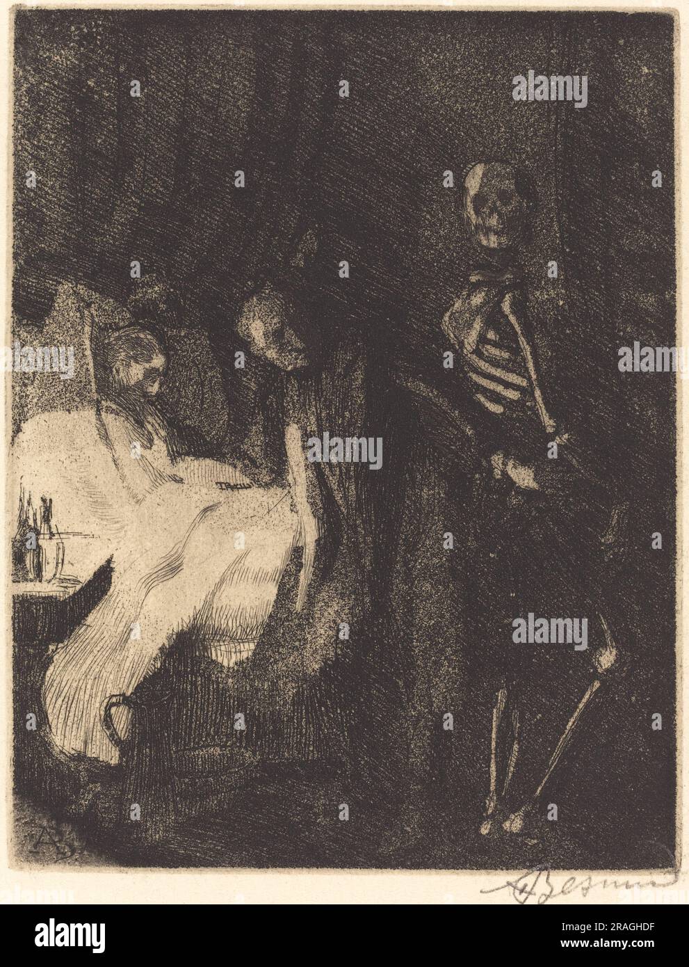 'Albert Besnard, importunate (importune), 1900, grabado y aguatinta en negro sobre papel tejido Van Gelder Zonen, plato: 14 x 10,9 cm (5 1/2 x 4 5/16 in.) Hoja: 45,1 x 31,6 cm (17 3/4 x 12 7/16 in), regalo del Sr. y la Sra. Daniel Bell, en honor al 50º aniversario de la Galería Nacional de Arte, 1990.95.7' Foto de stock