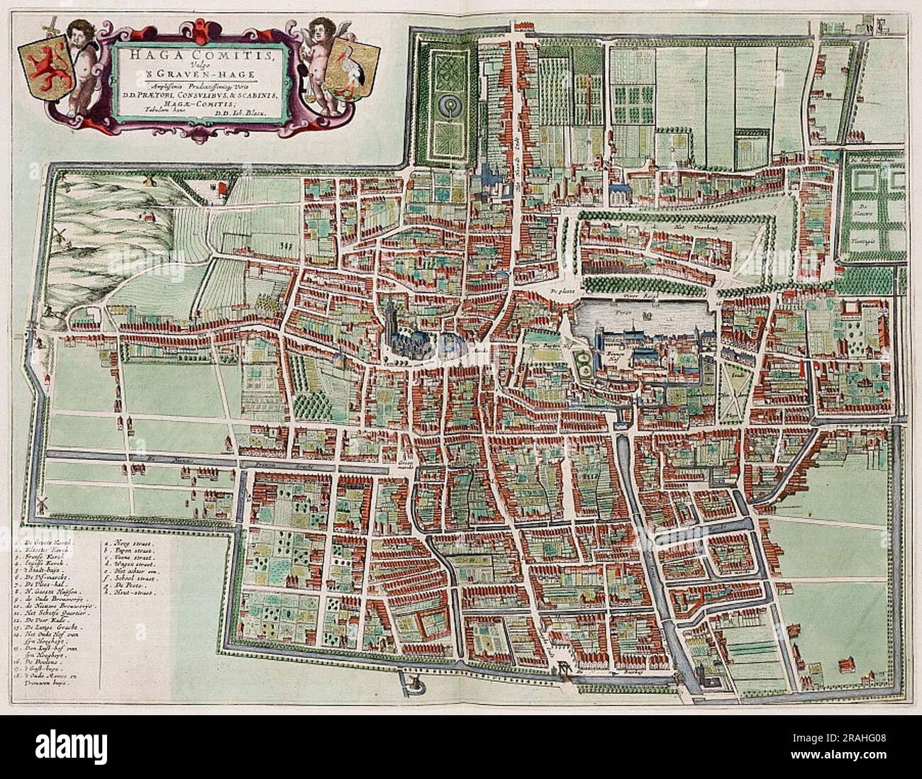 Mapa de La Haya 1649 por Joan Blaeu Foto de stock
