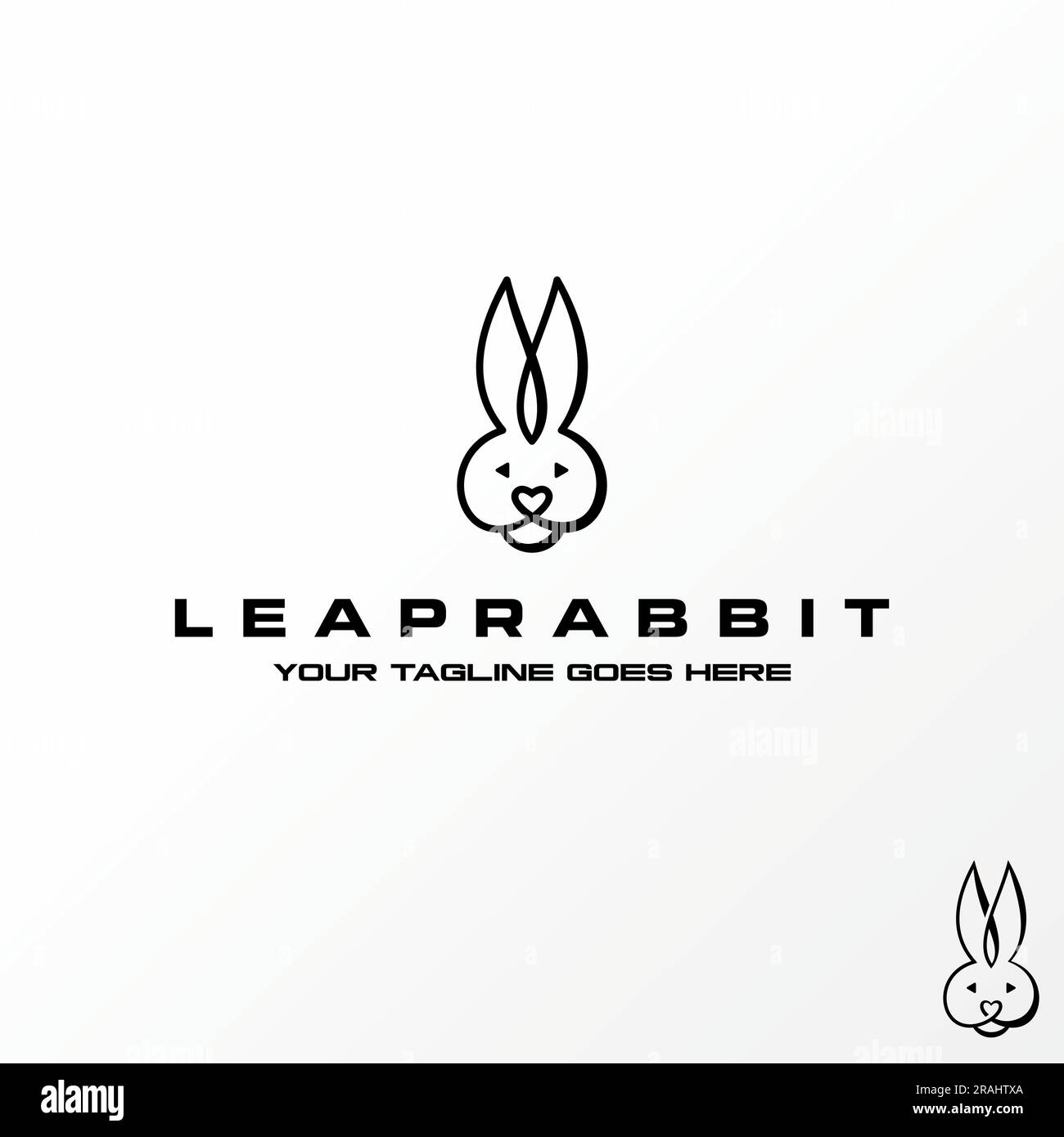 Diseño de logotipo concepto gráfico creativo abstracto premium libre vector stock cabeza y orejas conejo divertido en línea arte. Relacionado con animales activos y dibujos animados Ilustración del Vector