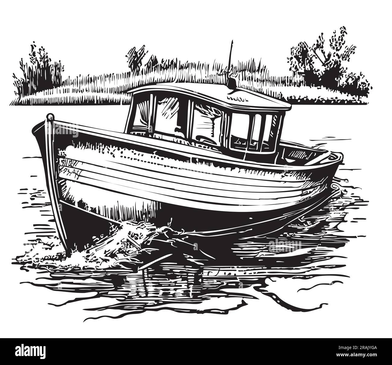 Barco en olas dibujado a mano boceto Ilustración de deportes acuáticos Ilustración del Vector