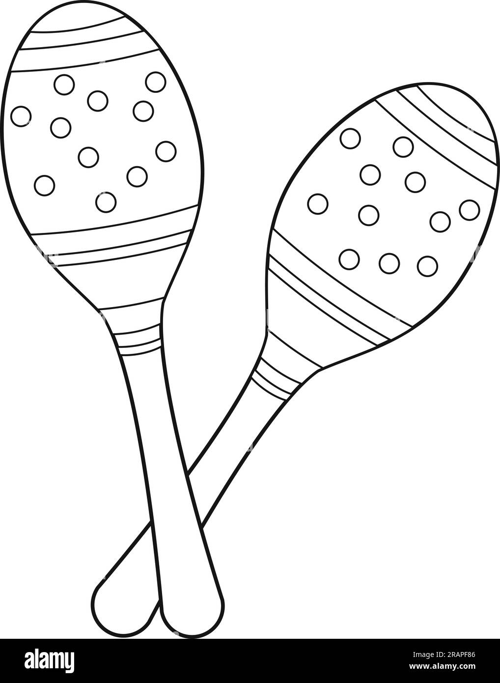 Ilustración vectorial de dibujos animados para colorear fácil de maracas aisladas sobre fondo