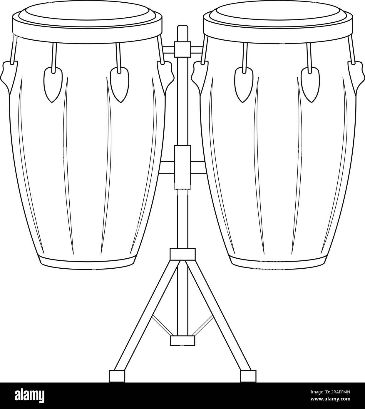Ilustración vectorial de dibujos animados para colorear fácil de los tambores de conga aislados