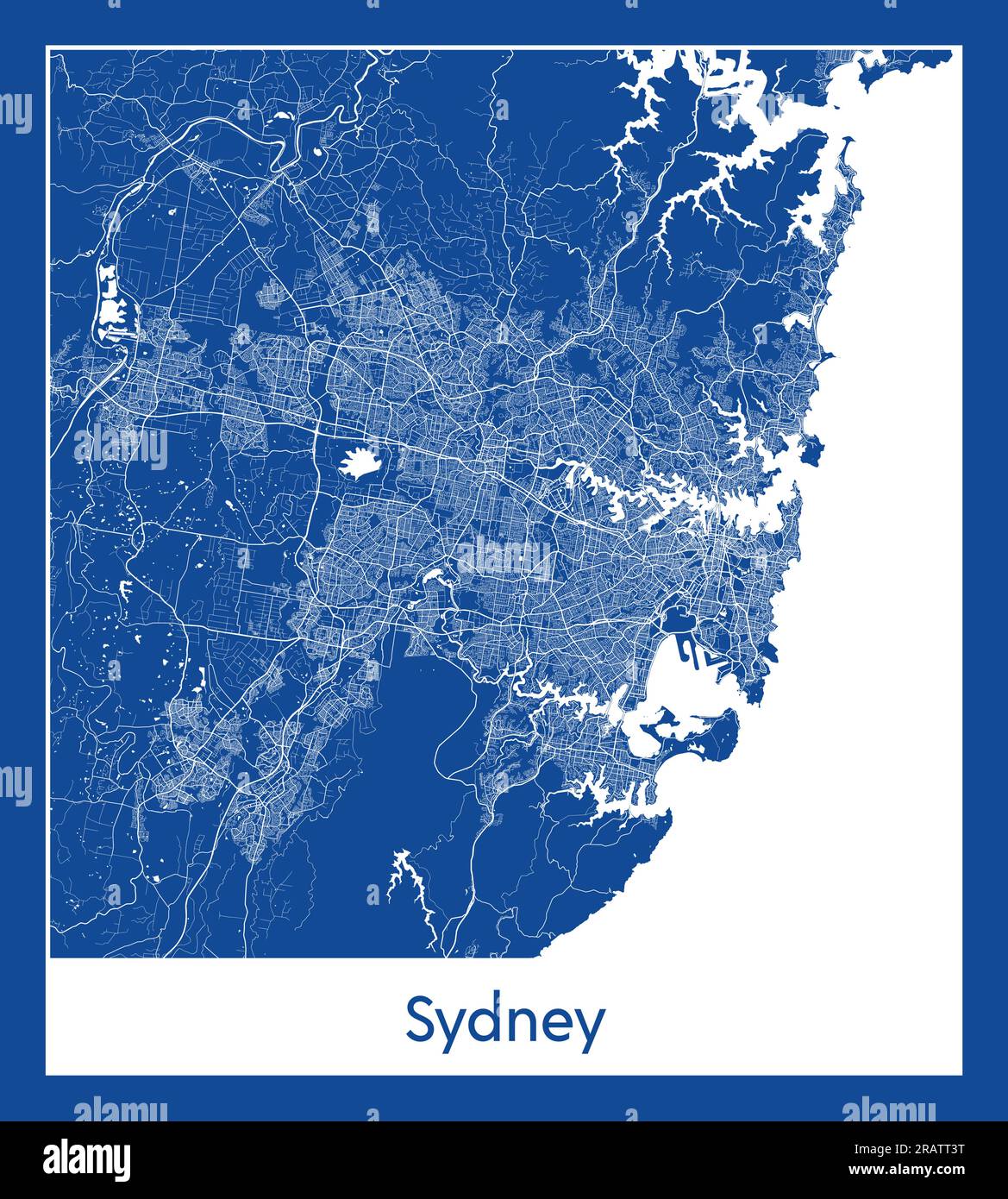 Sydney Australia mapa de la ciudad de impresión azul ilustración vectorial Ilustración del Vector