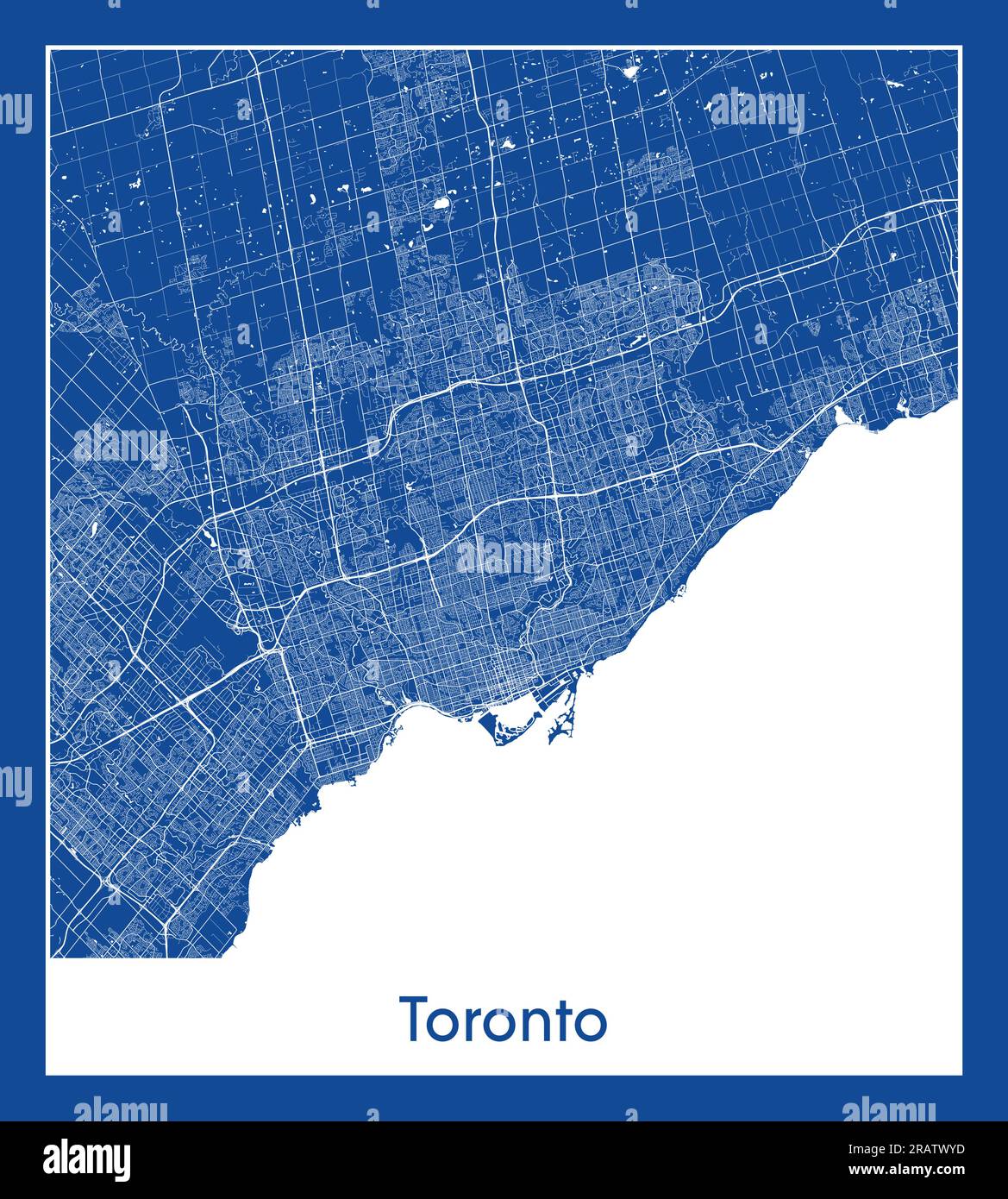 Toronto Canadá América del Norte mapa de la ciudad de impresión azul ilustración vectorial Ilustración del Vector