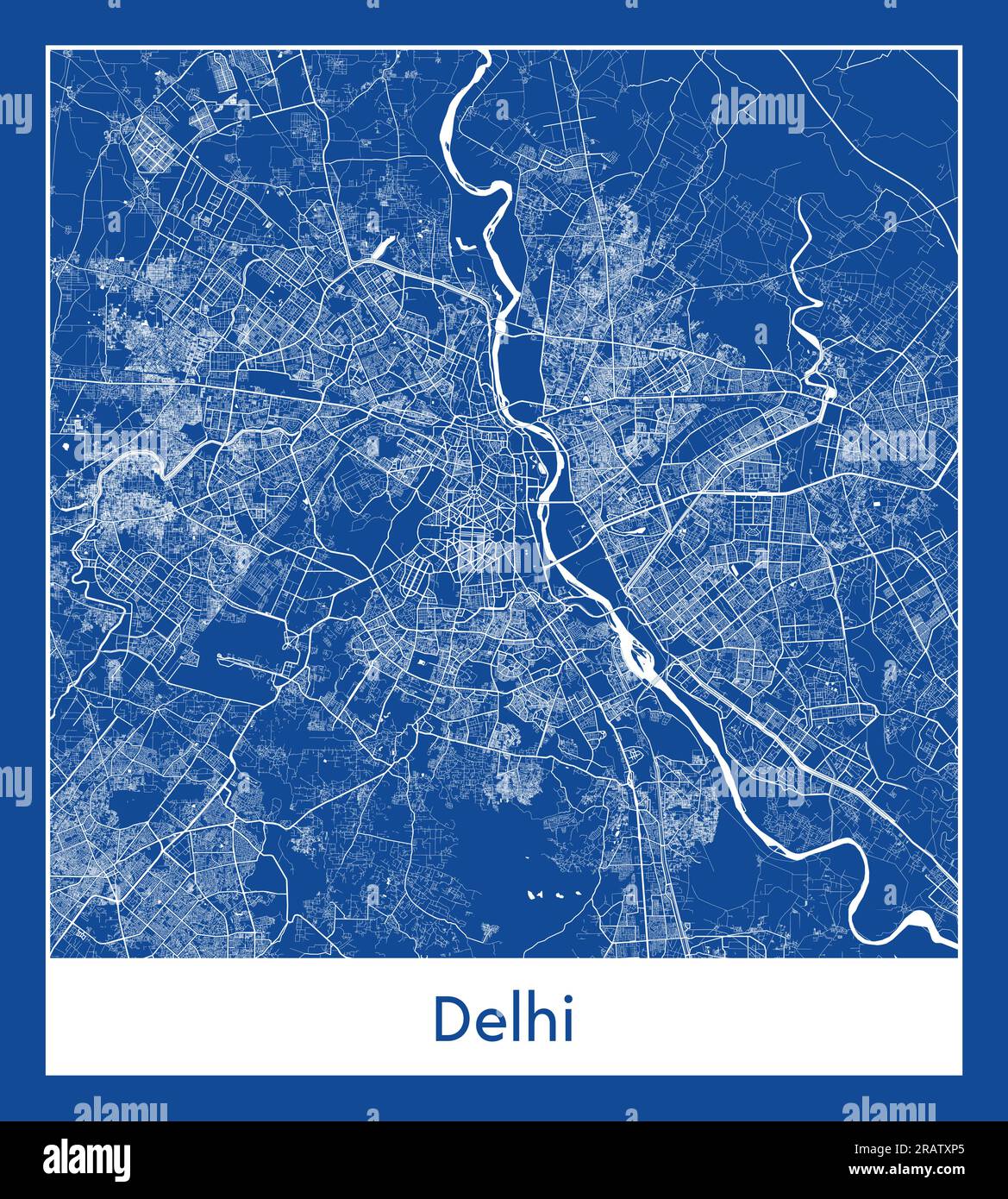 Delhi India Asia City mapa ilustración vectorial de impresión azul Ilustración del Vector