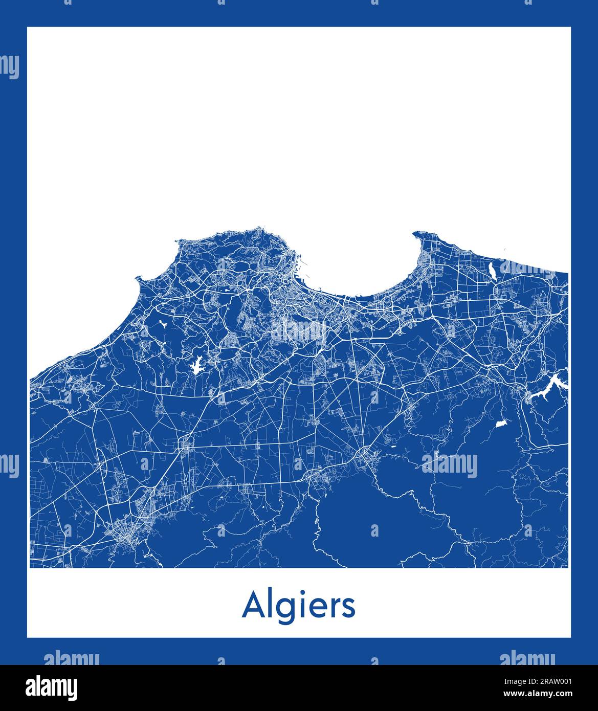 Argel Argelia África mapa de la ciudad de África ilustración vectorial de impresión azul Ilustración del Vector