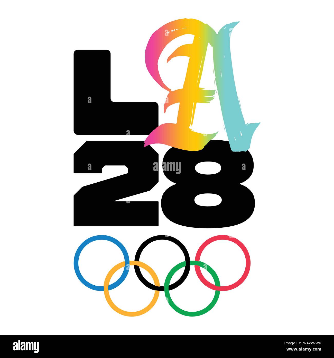 Los Ángeles 2028 colorido logotipo de los Juegos Olímpicos de verano 2028 en EE.UU. Y fondo blanco, ilustración vectorial Resumen imagen editable Ilustración del Vector