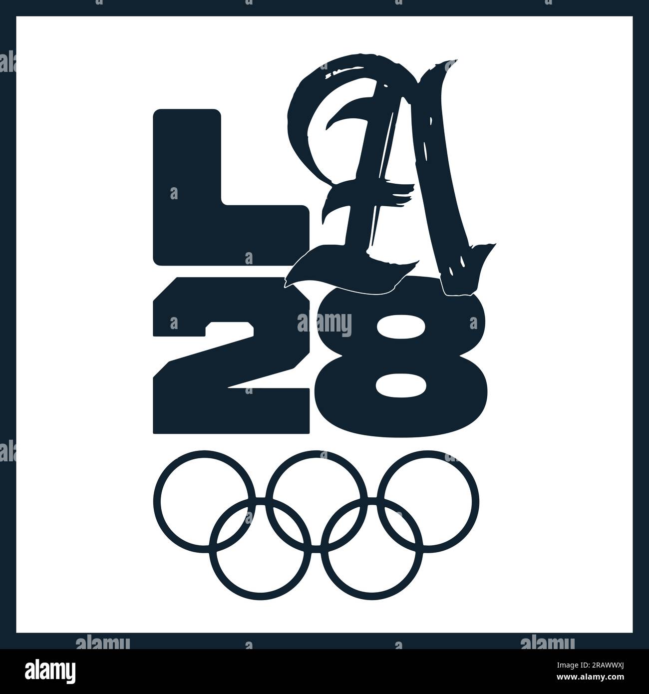 Logotipo para los Juegos Olímpicos de Verano 2028 en EE.UU. (Los Ángeles 2028) y fondo azul oscuro, ilustración vectorial Resumen Imagen editable Ilustración del Vector
