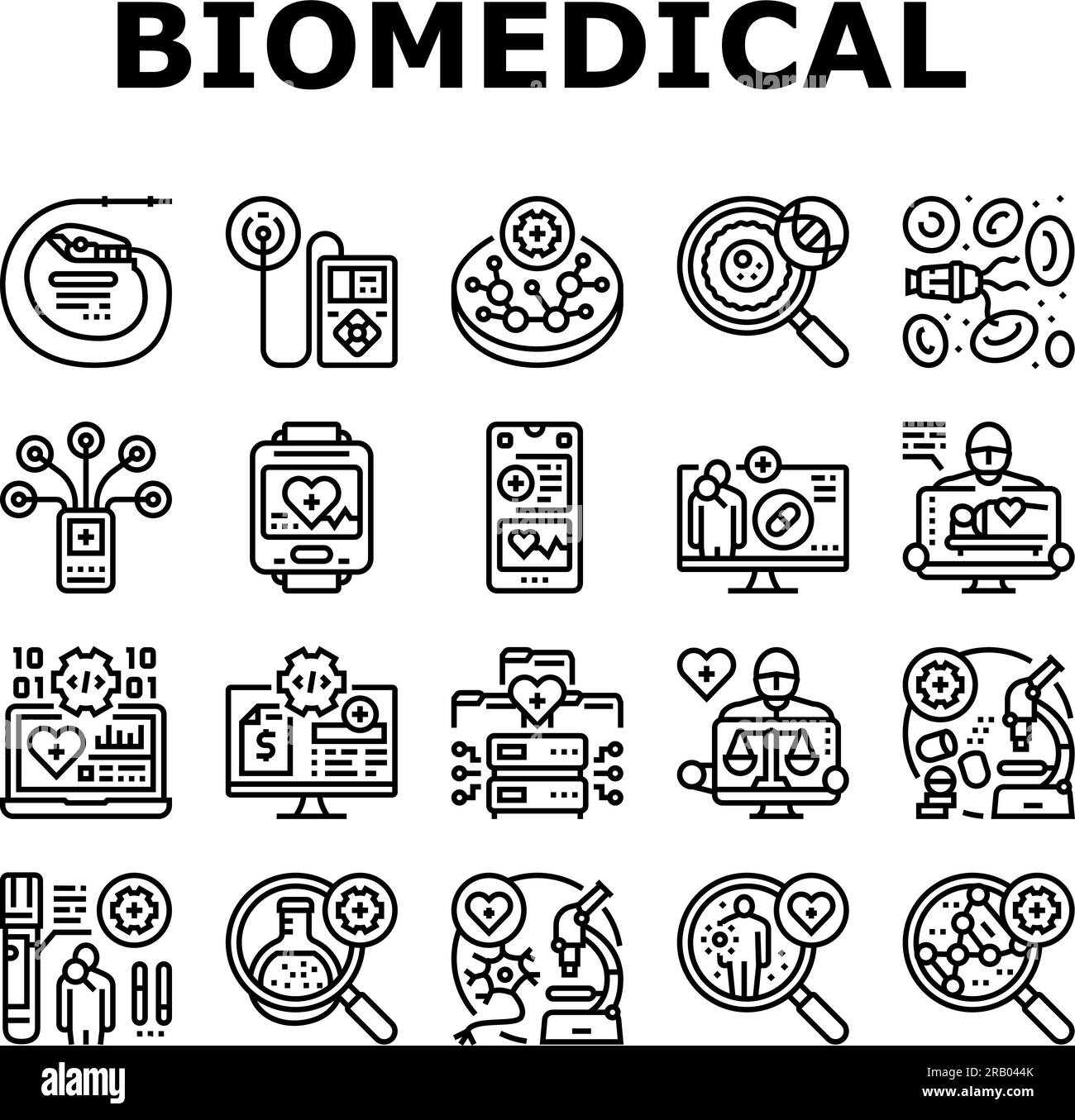 iconos de ciencias médicas biomédicas conjunto vector Ilustración del Vector