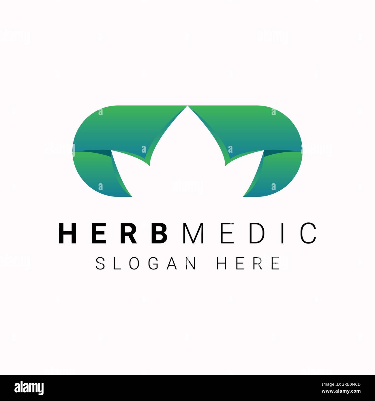 Herb Medicine Diseño de logotipos Natural Green Pills Homeopatía logotipo Ilustración del Vector