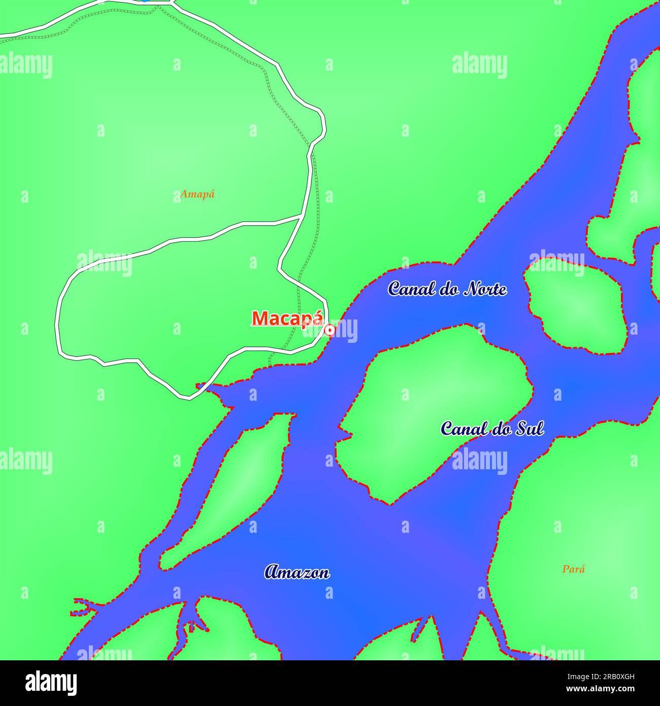 Mapa de Ciudad de Macapá en Brasil Foto de stock