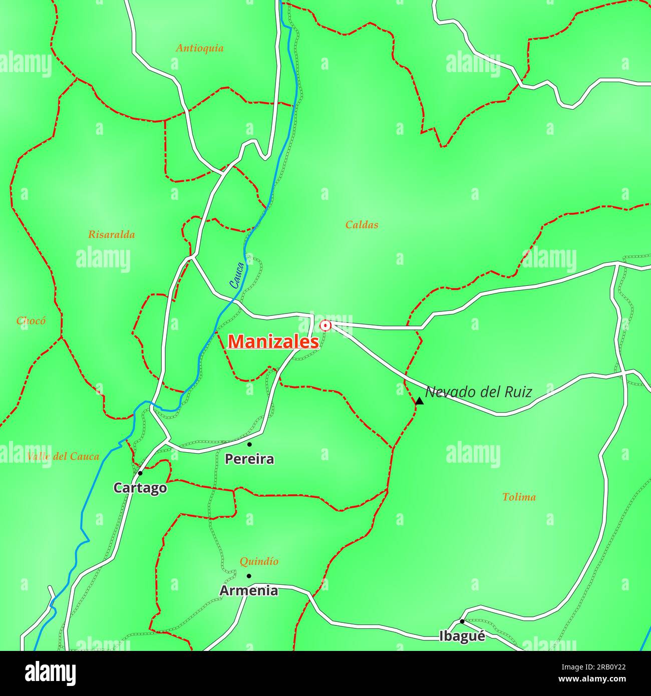 Mapa de Manizales en Colombia Foto de stock