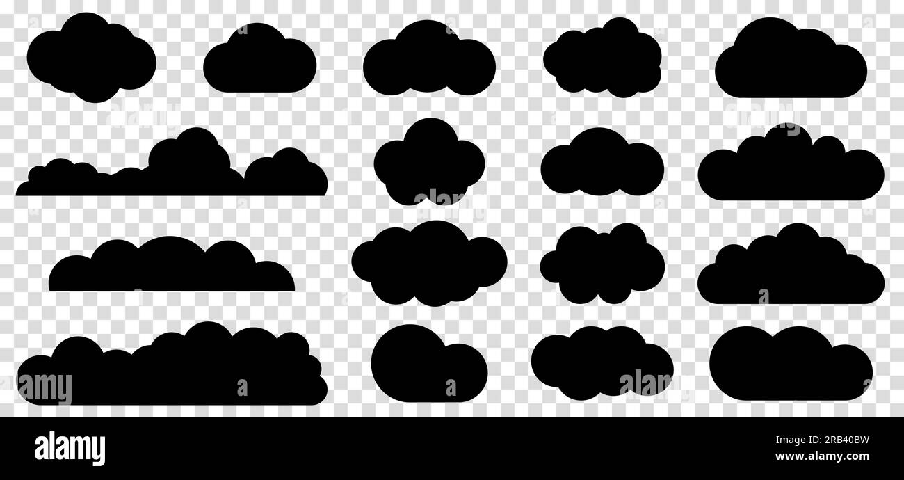 Conjunto de iconos de nube negra. Elemento de nubes blancas. Símbolo