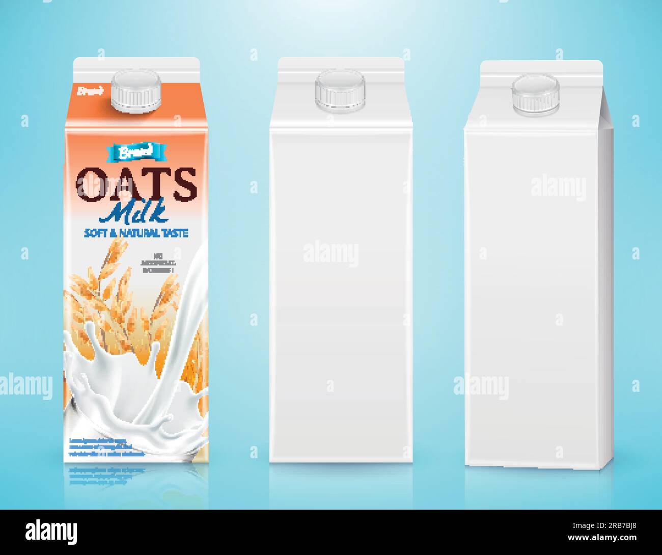 Maqueta de envase de cartón de leche en ilustración 3D sobre fondo azul