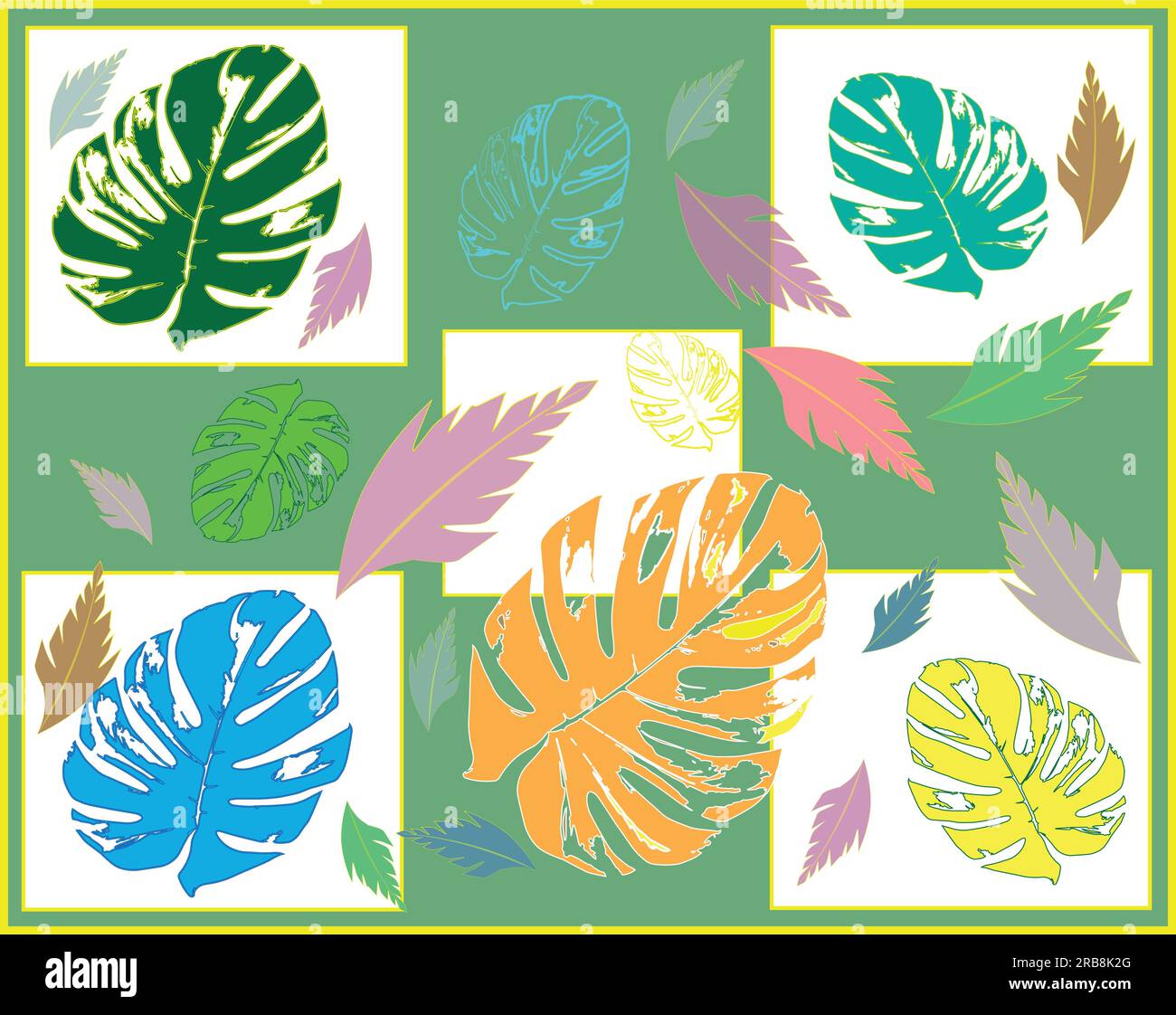 Hojas de colores lindos para cualquier decoración. Arte de las hojas de colores. Hojas de color. naturaleza Ilustración del Vector