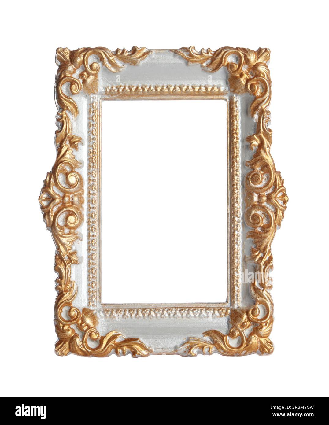 Hermoso marco vintage dorado aislado en blanco Fotografía de stock - Alamy