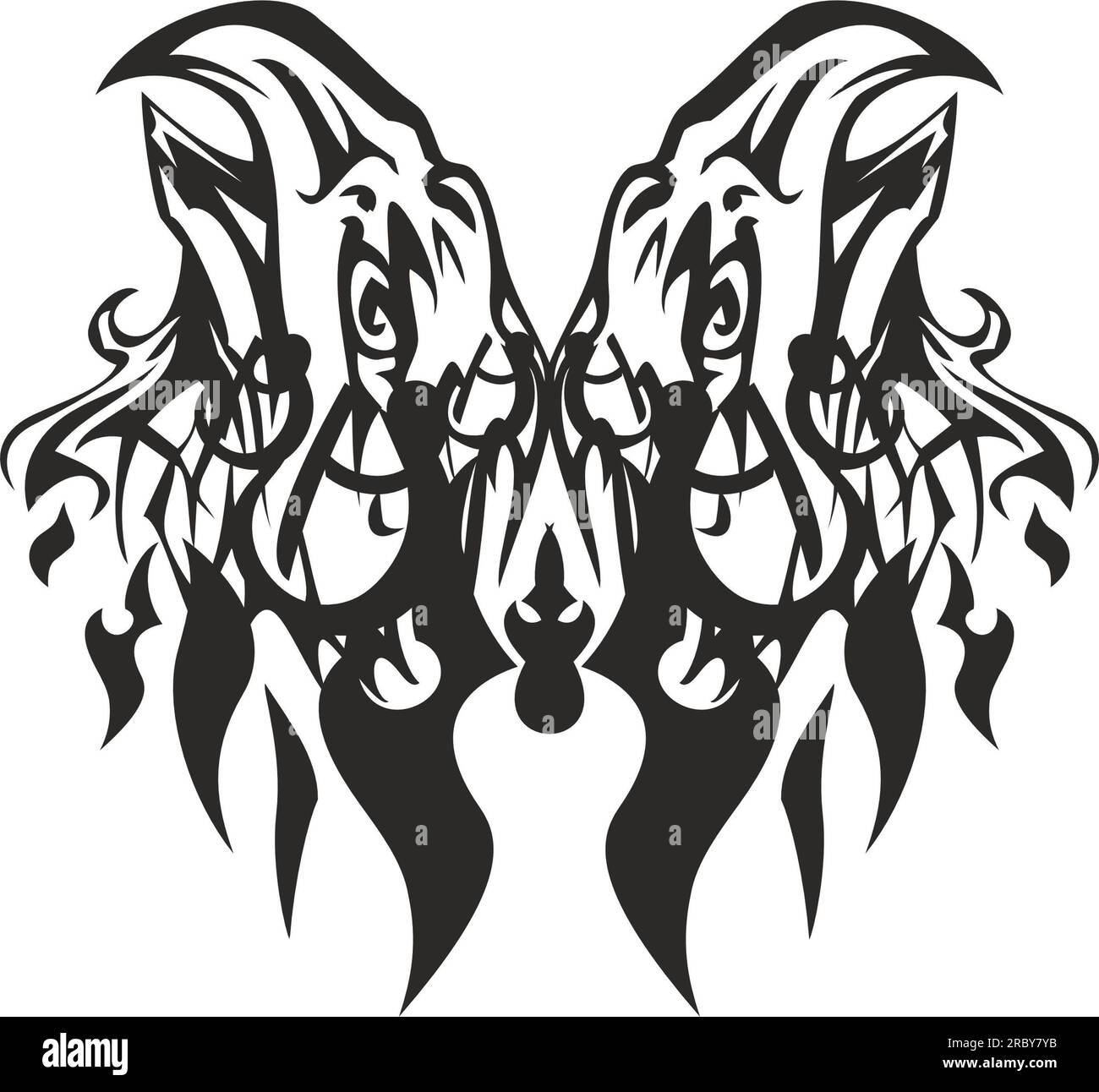 Águila de dos cabezas como una mariposa aislada en blanco para tatuajes