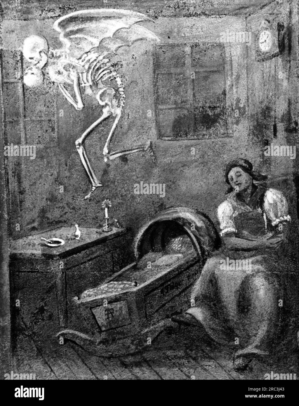 Muerte, Danza de la muerte, 'El niño', fresco, por Johann Anton Falger (1791 - 1876), cementerio, DERECHOS ADICIONALES-LIQUIDACIÓN-INFO-NO-DISPONIBLE Foto de stock