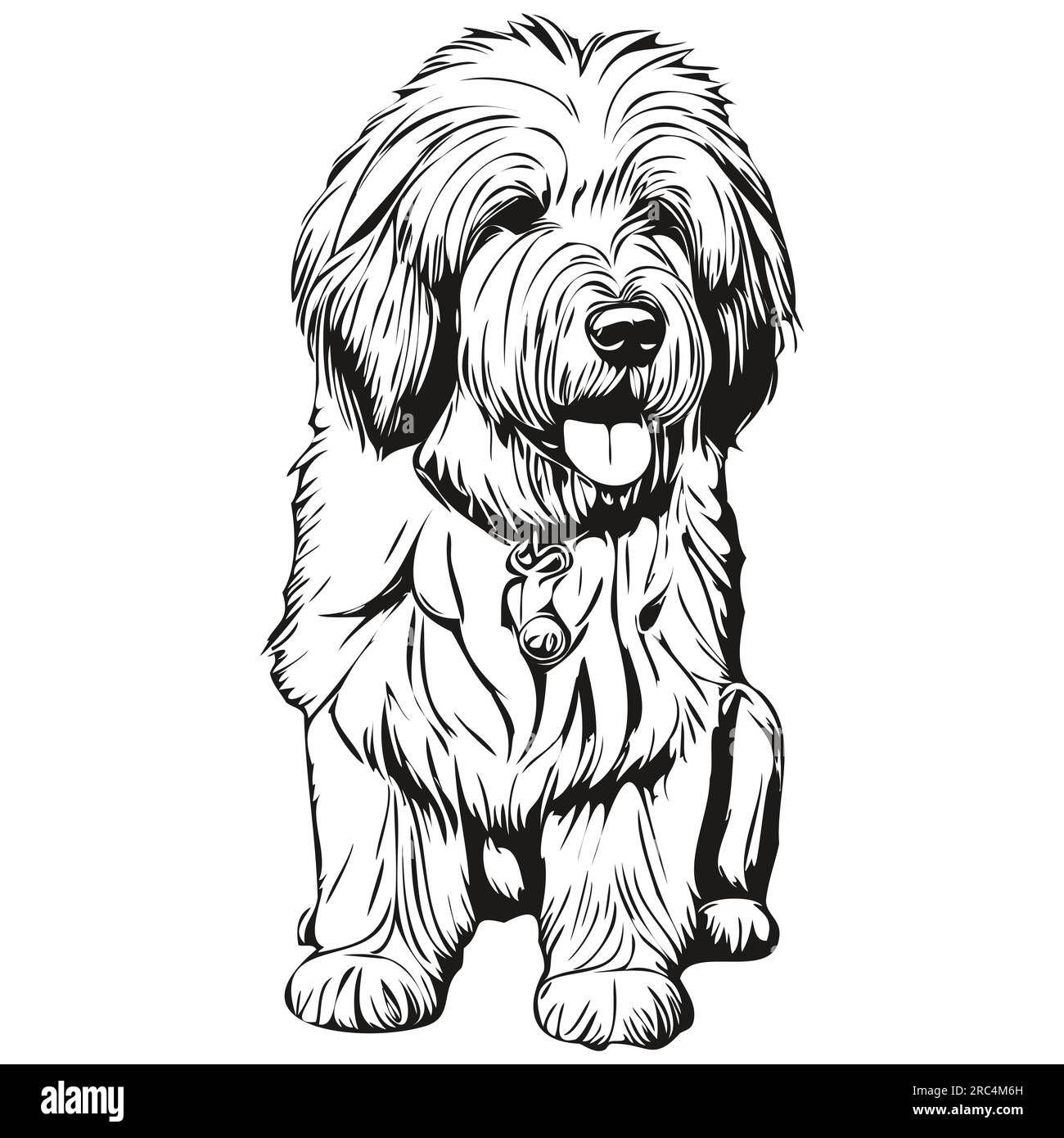 Ilustração em vetor antigo cão pastor inglês sem costura padrão