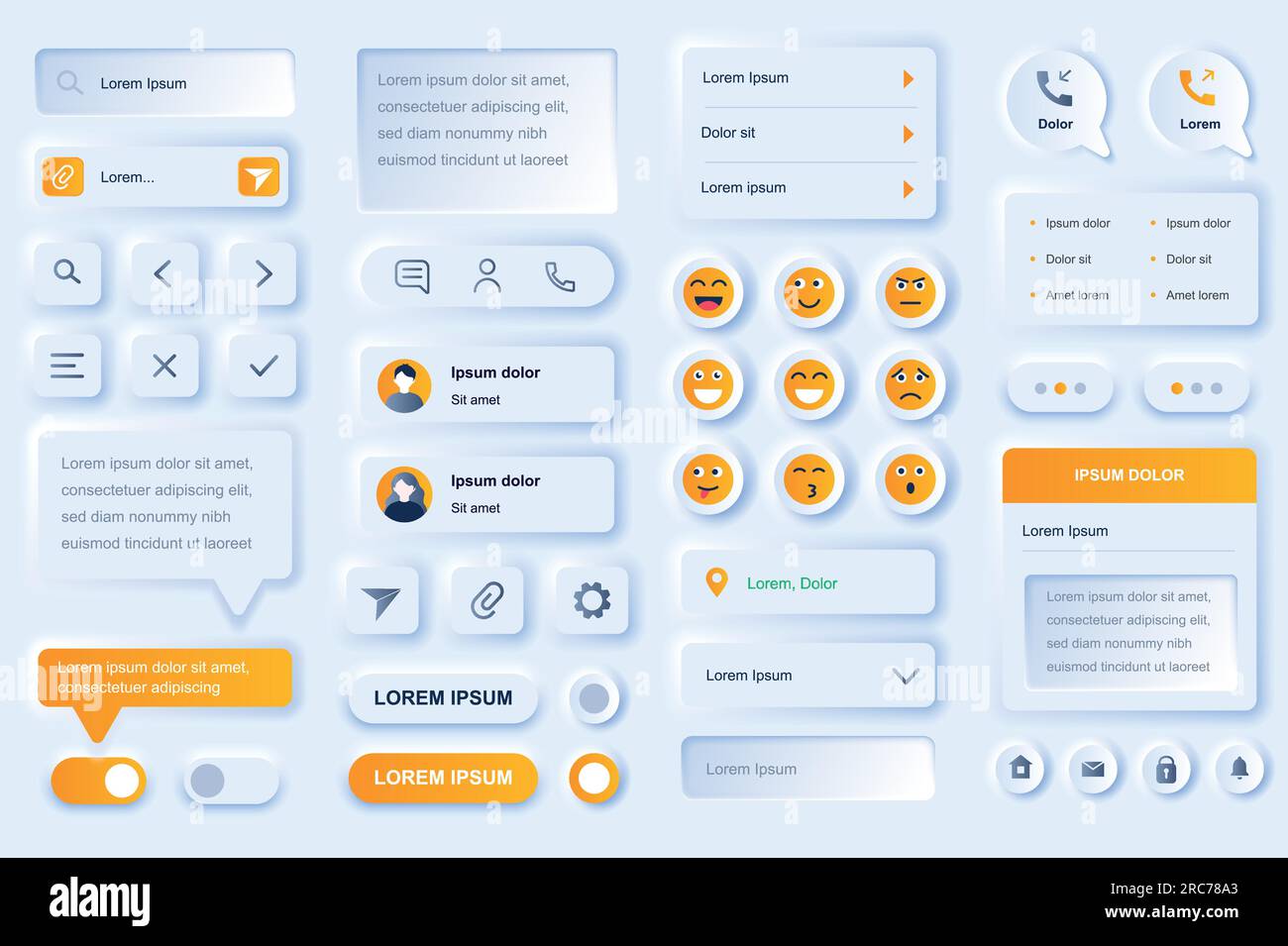Elementos de la interfaz de usuario para la aplicación móvil de redes