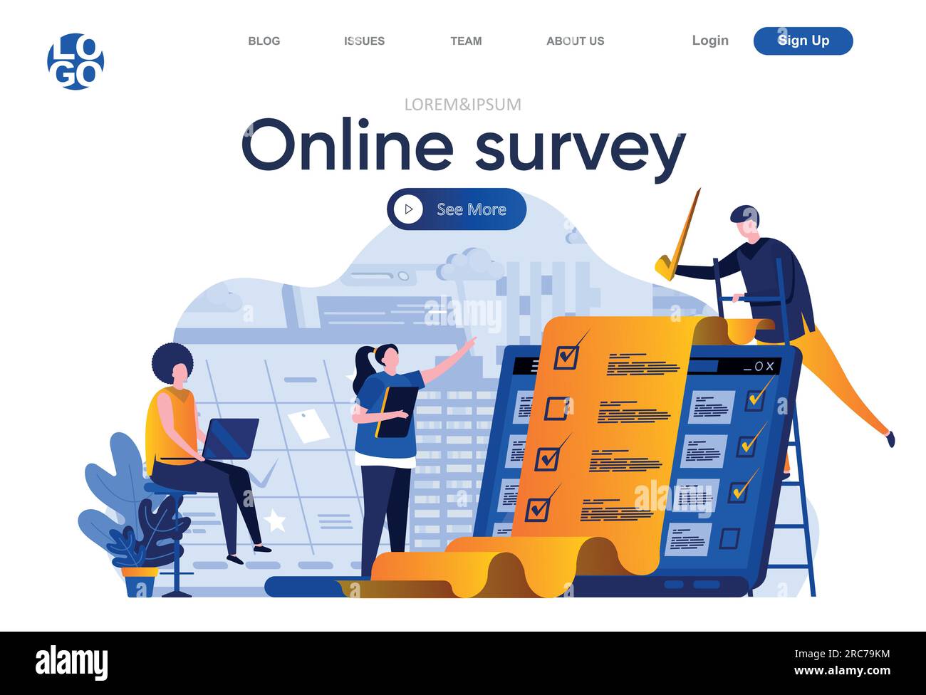 Página de inicio de la encuesta en línea. Encuestado completando la