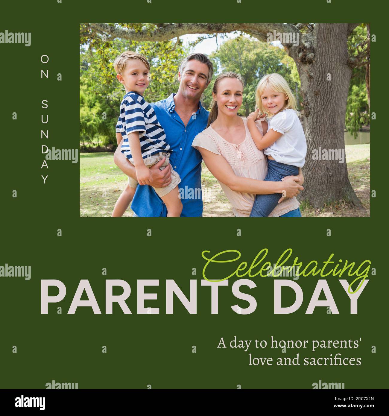 Celebrando el texto del día de los padres con felices padres caucásicos