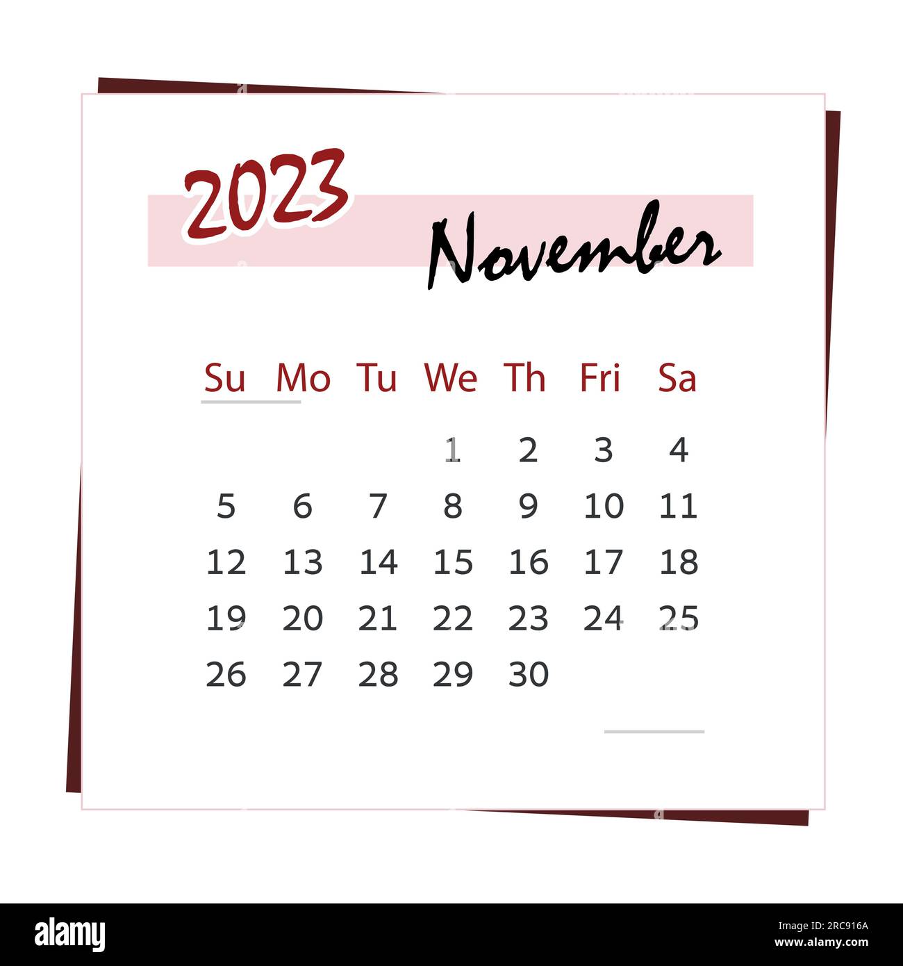 diseño de calendario de noviembre de 2023