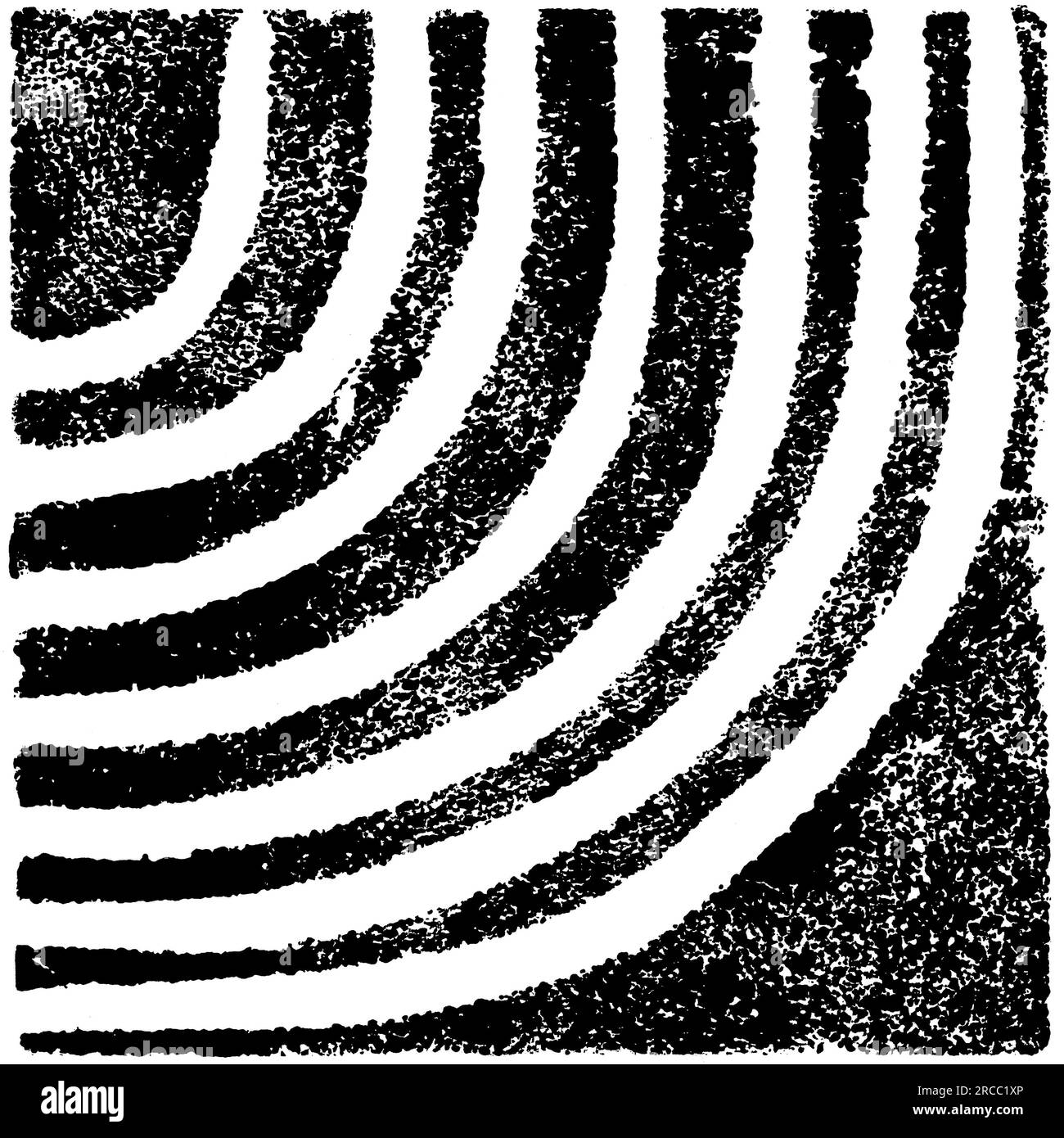 Sello de textura original hecho a mano con líneas curvas en blanco y negro Foto de stock