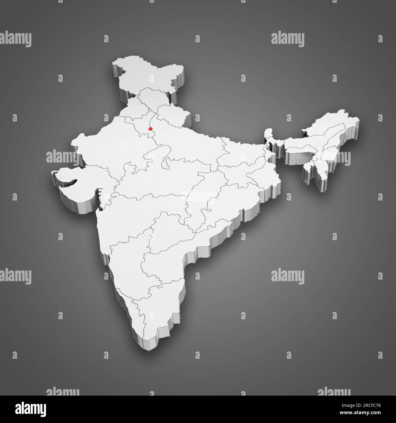 Delhi Captial state ubicación dentro del mapa de India. 3D Ilustración Foto de stock