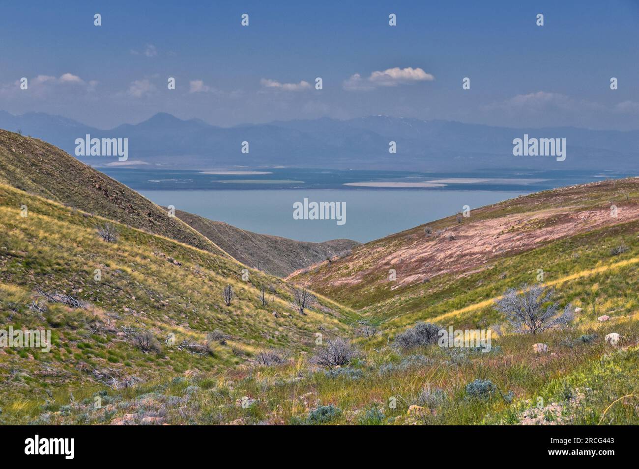 Vistas del paisaje de la ruta de senderismo West Lake Mountain Peak por Radio Towers y Observatorio, Wasatch Front Rocky Mountains, Provo, Utah. EE.UU. Foto de stock