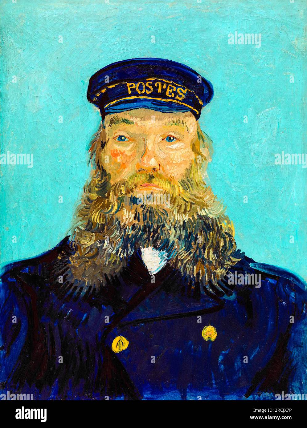 Retrato de Vincent van Gogh del cartero Roulin famosa pintura. Original del Instituto de Artes de Detroit Foto de stock
