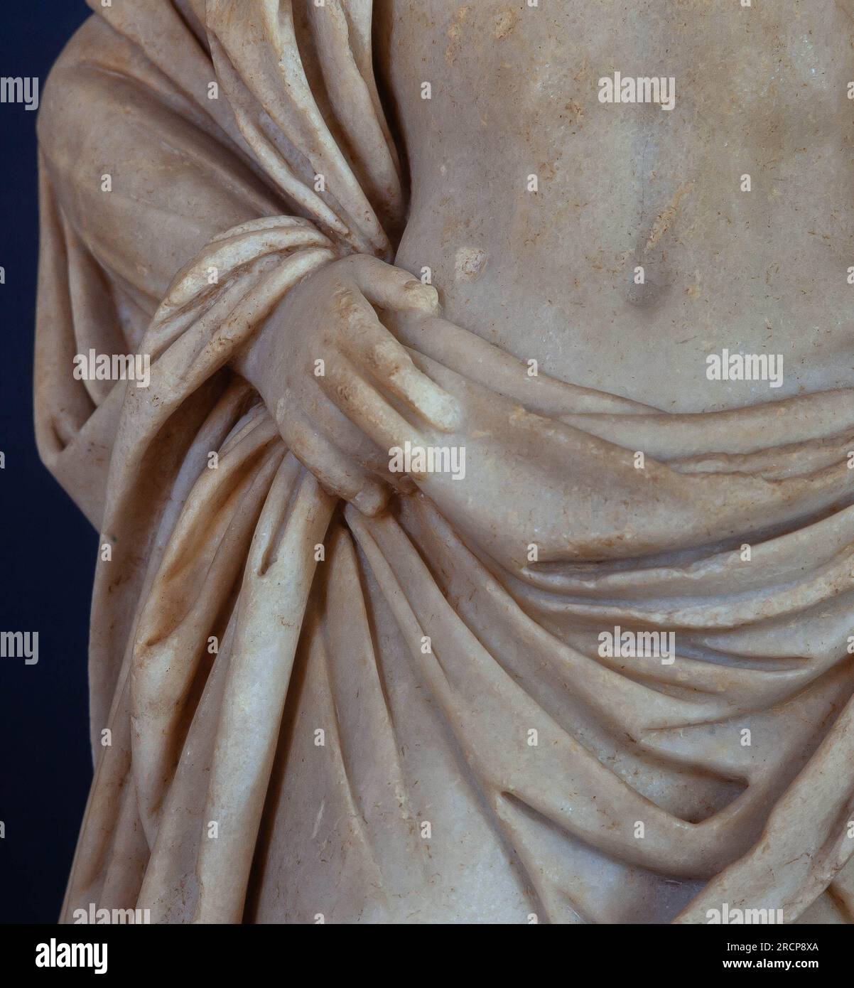 Detalle de la estatua del dios Asclepio. Museo Nacional Arqueològic de Tarragona. Foto de stock